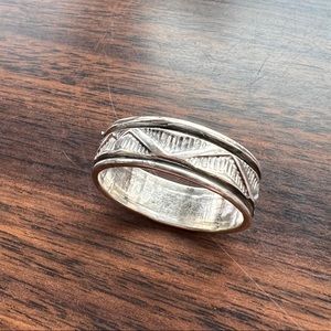 Navajo Indian Hand Stamped Sterling Silver Ring Band Signed B. Morgan